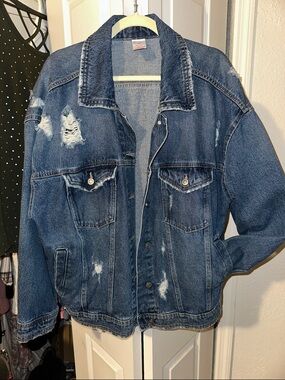 No Boundaries Distressed Blue Jean Jacket